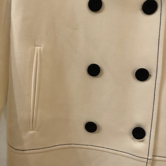 ZARA WHITE MEDIUM LENGHT LAPEL COAT WITH CONTRASTING STITCHING BUTTONS S… - Picture 3 of 7